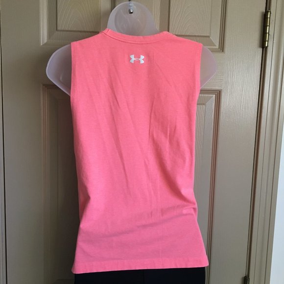 UnderArmour HEATGEAR Loose Pink Muscle Tank, XS - Picture 3 of 6